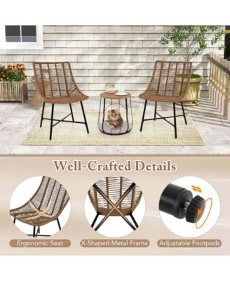 3 PCS Outdoor Furniture Set with Pet House & Heavy Duty Metal Frame