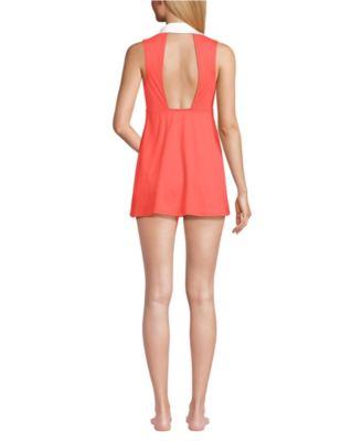 Women's Polo Collar Tie Front Swim Dress Swimsuit