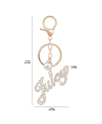 Crystal Pave "Juicy" Script Keychain, Gold-Tone Bling Charm