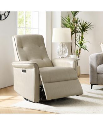 Leather USB & Type-C Charging Rodrigue Modern Swivel Power Recliner