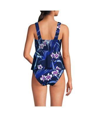 Women's Smocked Tankini Top and High Waisted Bottoms Swimsuit Set