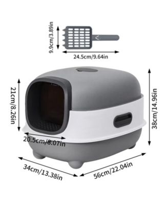 Hooded Front-Entry Cat Litter Box With Scoop for Cats