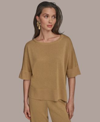 Donna Karan New York - Women's Elbow-Sleeve Metallic Sweater