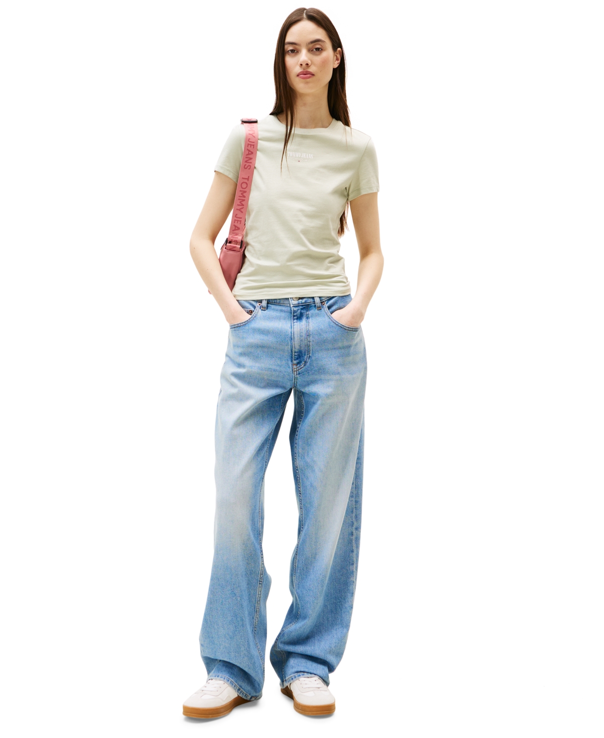 Tommy Jeans Women's Slim-fit Essential Logo Graphic T-shirt In Green