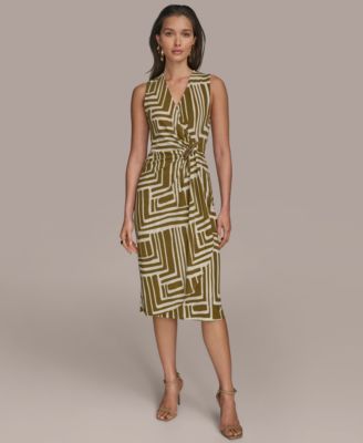 Women's Printed V-Neck Sleeveless Dress