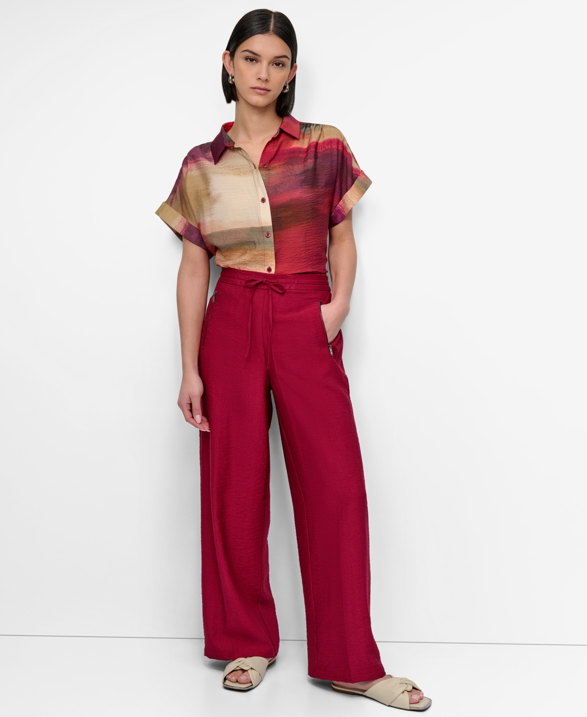 Dkny Drawstring Pants In Red
