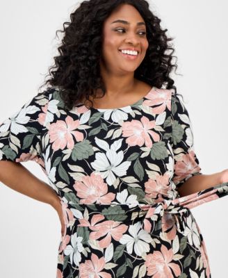 Plus Size Floral-Print Midi Dress