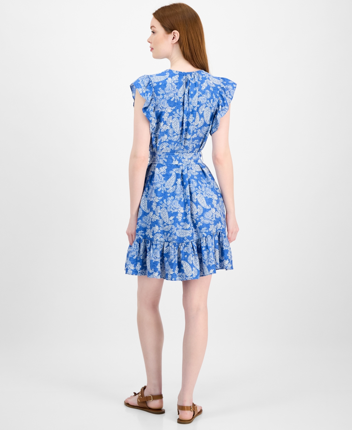 Tommy Hilfiger Women's Paisley-print Flutter-sleeve Dress