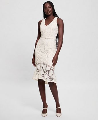 guess dresses for women Womens Sleeveless Vero Fuzzy Sweater Dress, Dove White, Small at Amazon Women's Clothing store Give in to its black colour and polyester (80%) and elastane (20%) material GUESS Tailored mini dress Women