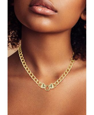 Gold Plated Double Panther Head Collar Necklace