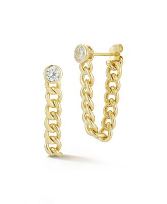 Sterling Curb Chain Drop Front/Back Earrings