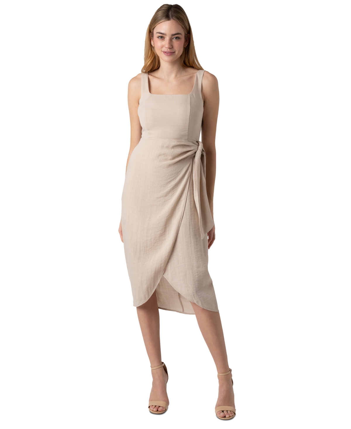 Women's Side-Tie Midi Dress - Natural