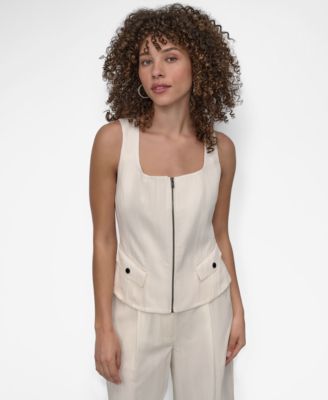 DKNY - Women's Weathered Zip-Up Vest