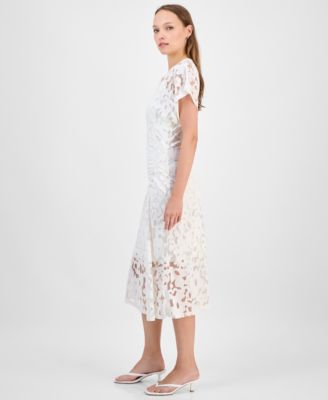 Women's Floral Lace Midi Dress