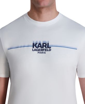 Men's Short Sleeve Crewneck Racing Stripe Logo T-Shirt