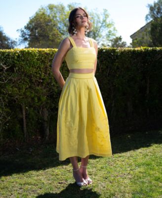 Women's Cotton Embroidered Midi Skirt