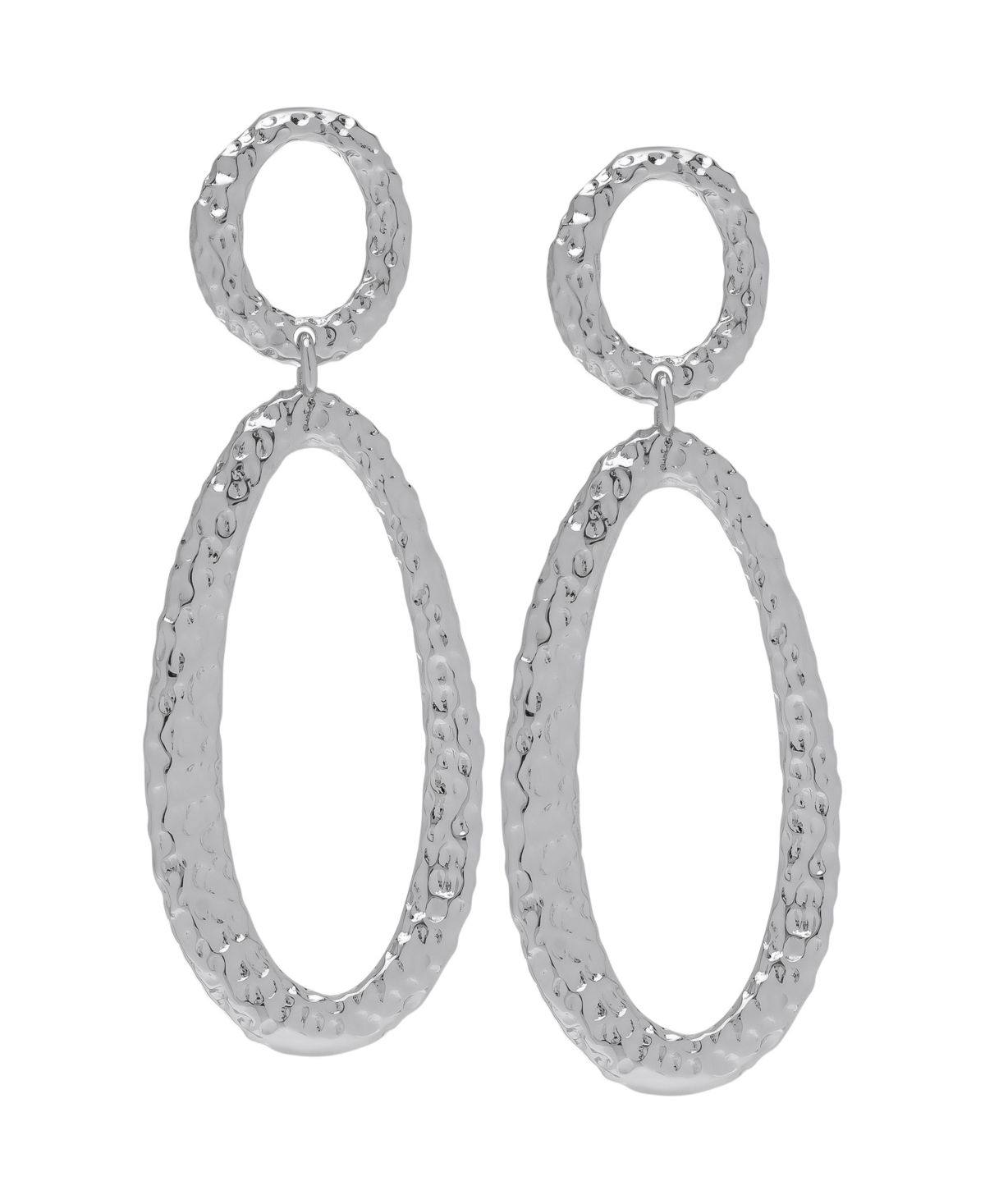 Women's Oval Drop Stud Earrings - Silver