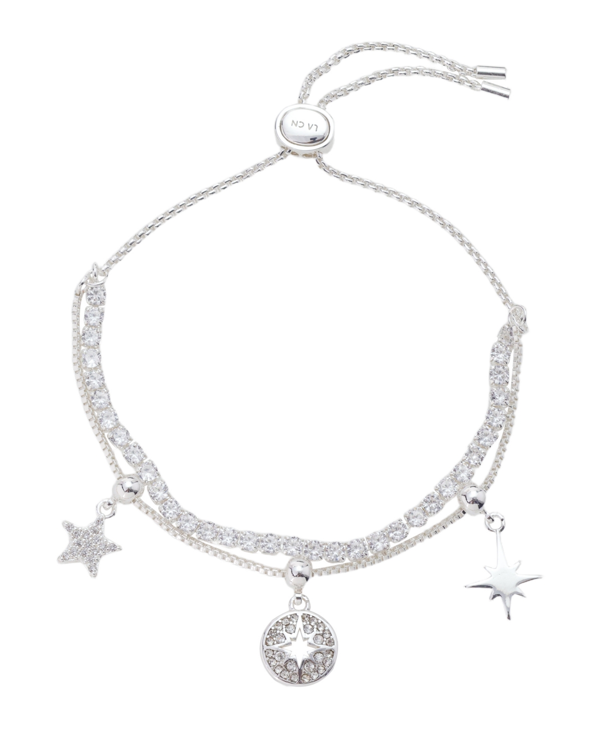 Cubic Zirconia and Crystal Celestial Bolo Bracelet - Silver