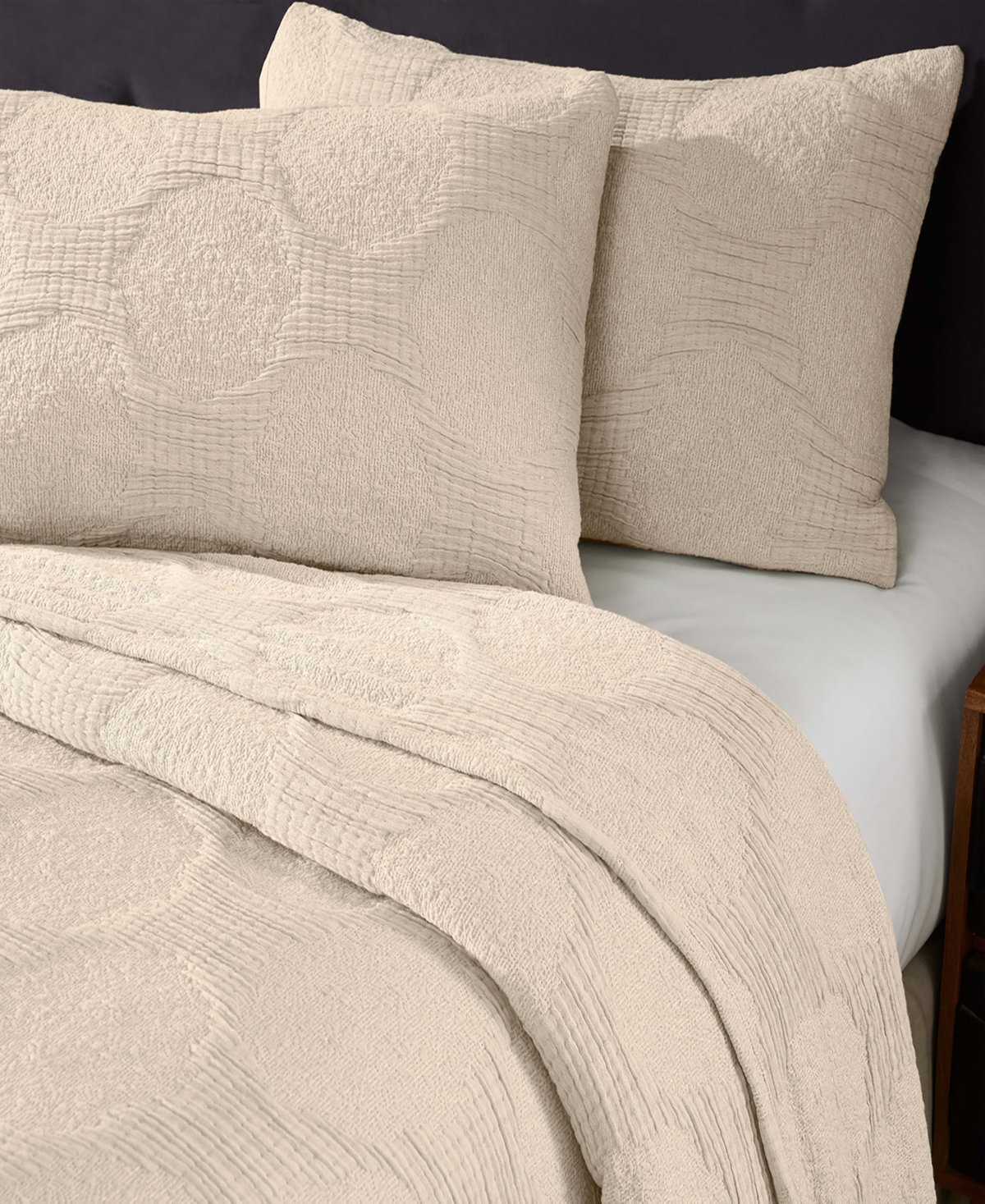 Superior Tanta Crinkle Woven 3-pc. Coverlet Set, King In Neutral