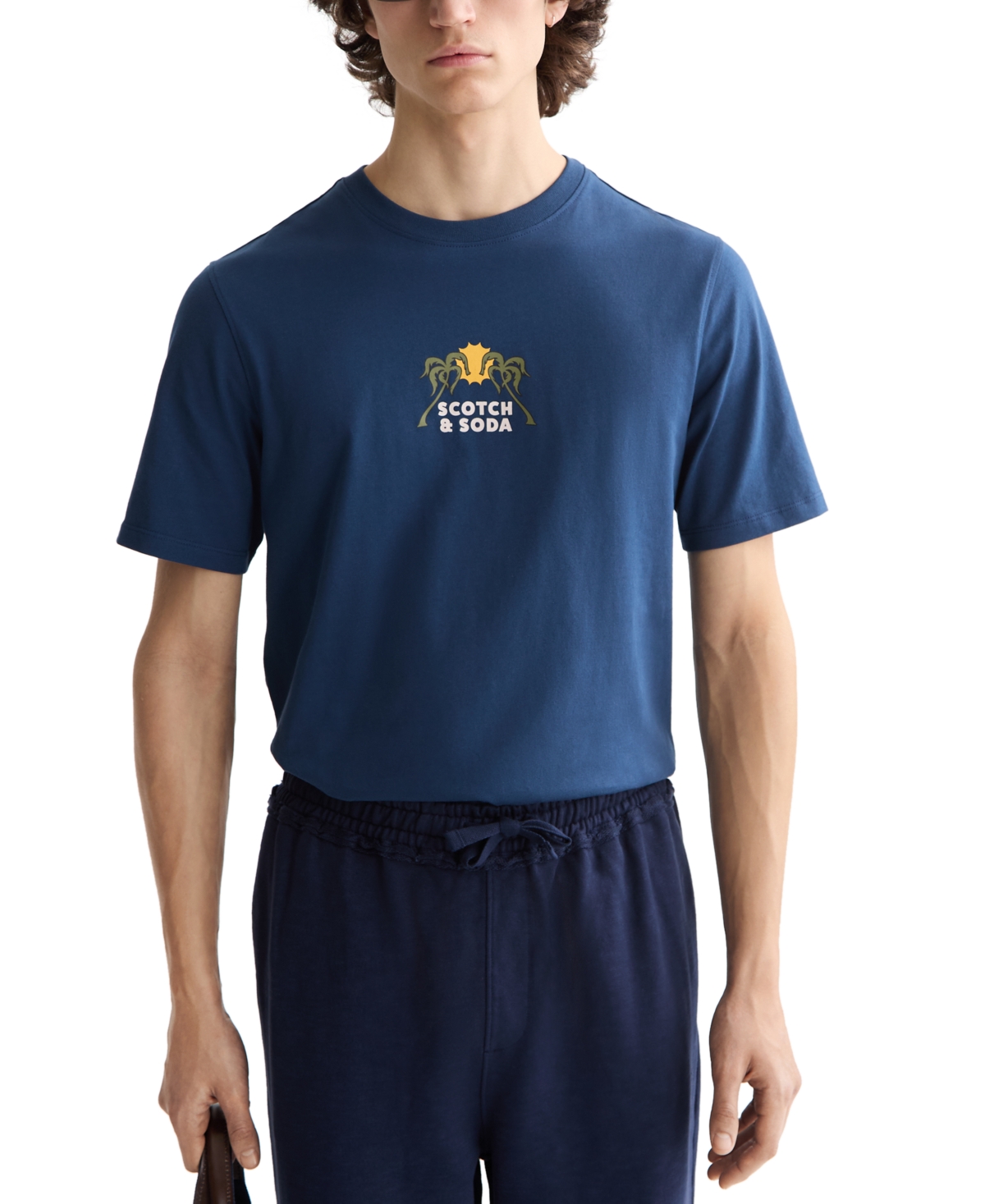 Men's Short Sleeve Double Graphic Crewneck T-Shirt - Insignia Blue