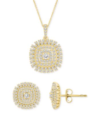 Diamond Openwork Cluster 18" Pendant Necklace (1 ct. t.w.) in 10k Gold, Exclusively at Macy's