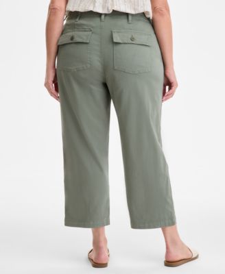 Trendy Plus Size Cargo Wide-Leg Cropped Pant