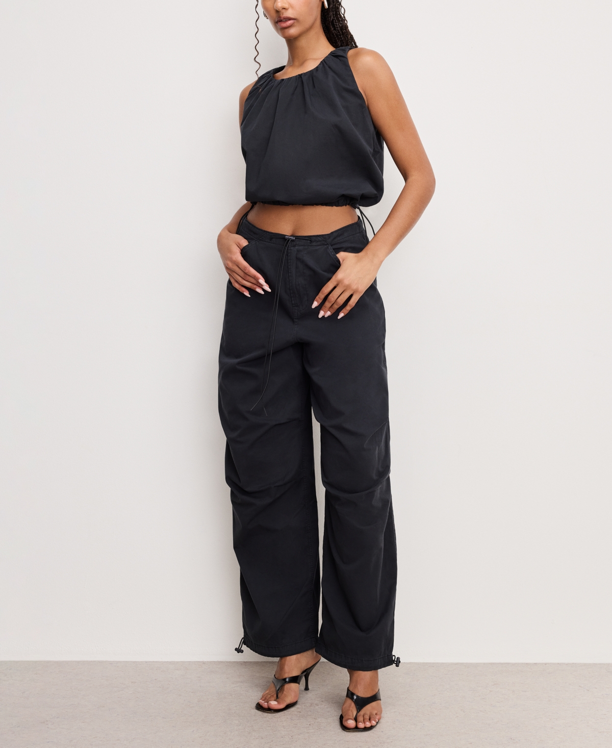 GOOD AMERICAN WOMEN'S COTTON TWILL PARACHUTE BUBBLE TOP 