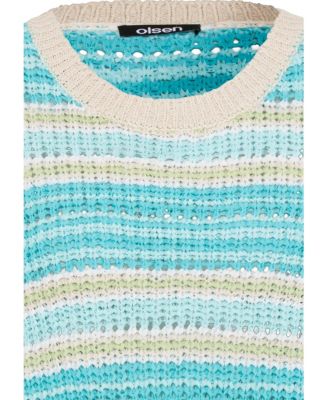 Women's Striped Dolman Tape Yarn Sweater