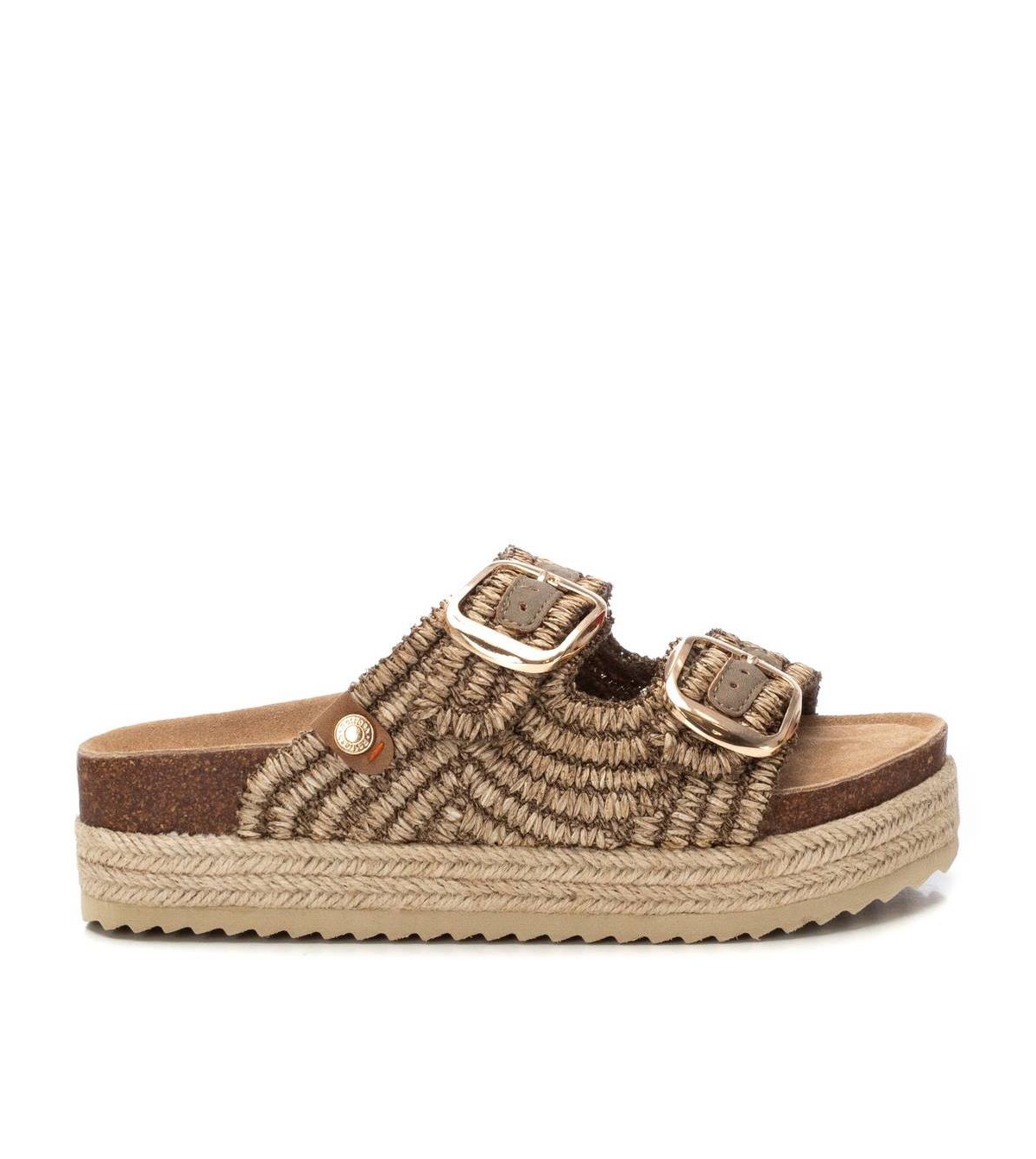 Women's Footbed Jute Wrapped Platform Sandals By Xti - Taupe