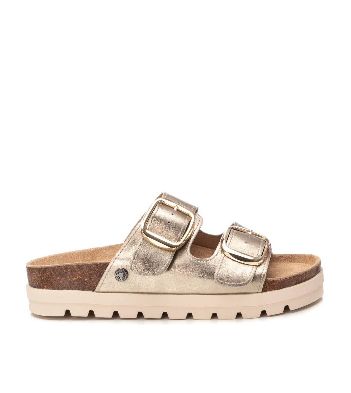 Women's Footbed Jute Wrapped Platform Sandals By Xti - Gold