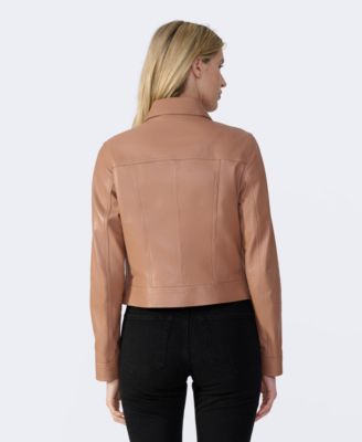 Women's Bomber Leather Jacket, Created for Macy's