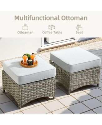 5 Piece Outdoor Patio Furniture Set,Wicker Conversation Set with Swivel Rocker Chairs,Ottomans and Side Table for Outside Porch Balcony Backyard