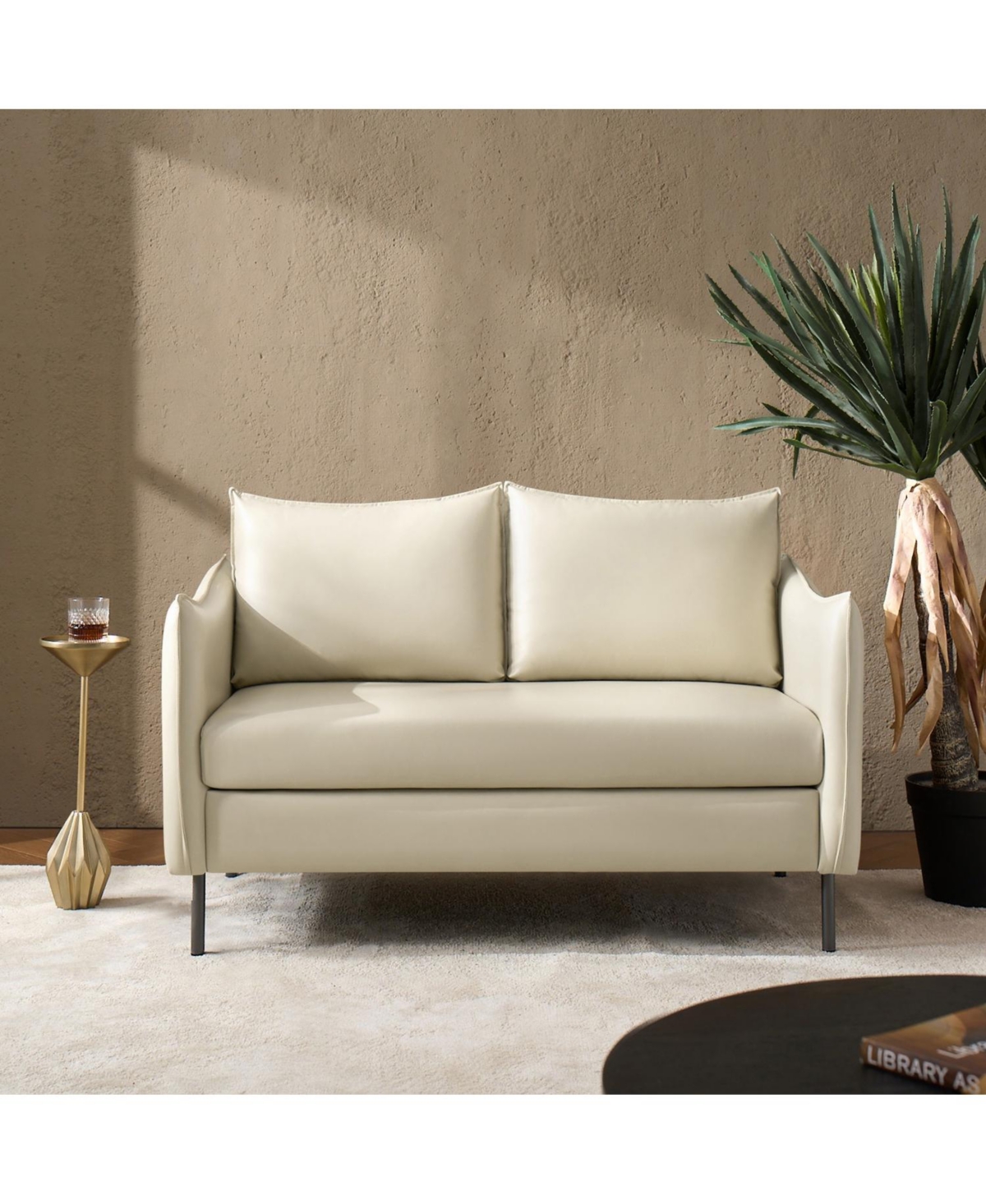 Monroe Modern Industrial-Style Pu Leather Sofa with Sturdy Metal Legs And Movable Seat