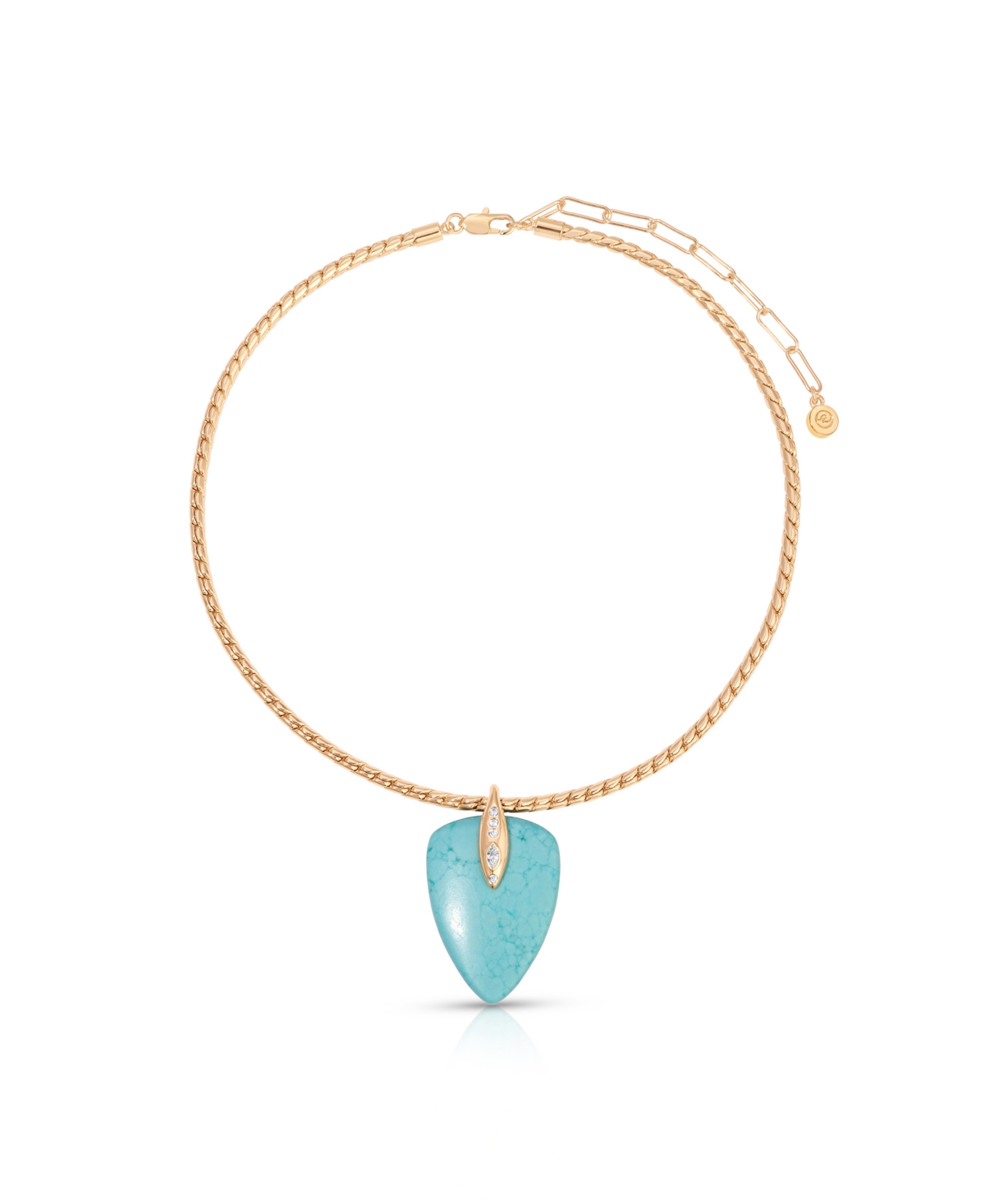 Turquoise Solstice Pendant Choker Necklace - Gold