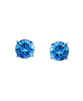 Classic Set of 2 CZ Solitaire Cubic Zirconia Stud Earrings Screwback Posts Sterling Silver 8MM