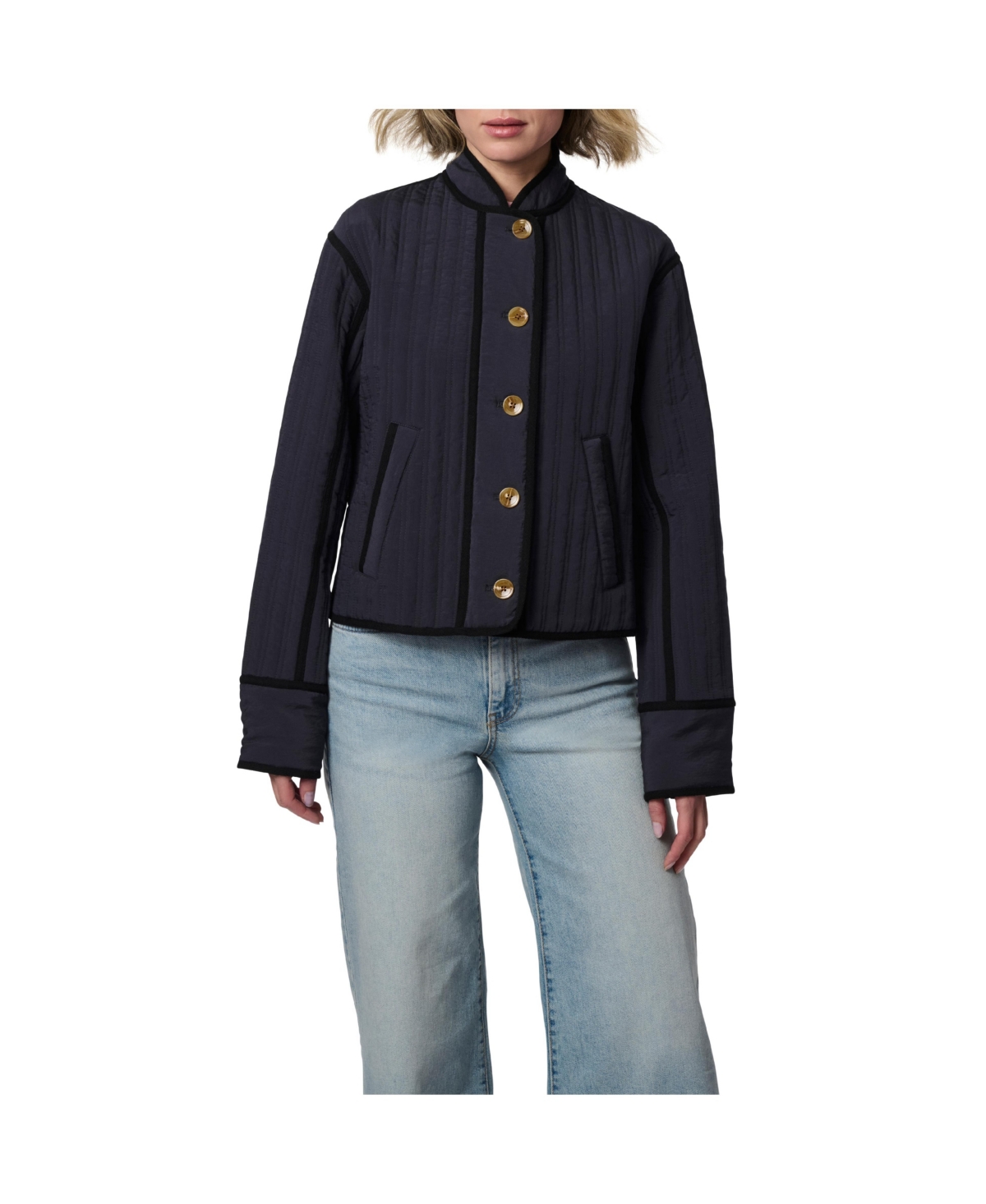 Women's Modern Quilted Cropped Jacket - Fresh cream/light beige
