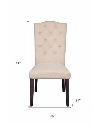 Set of Two Tufted Linen Upholstered Side Chairs for Modern Dining Spaces