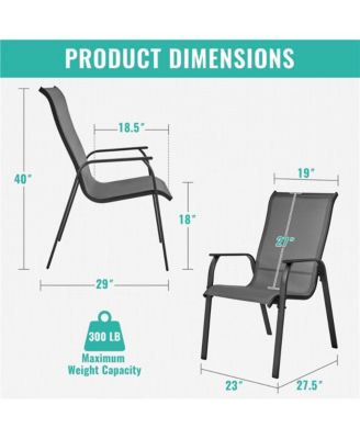 Set of 2 Outdoor Texteline Stackable Dining Chairs, Gray