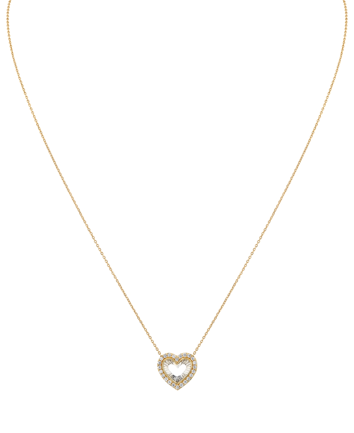 MACY'S DIAMOND HEART 18" PENDANT NECKLACE (1/4 CT. T.W.) IN 14K TWO-TONE GOLD 