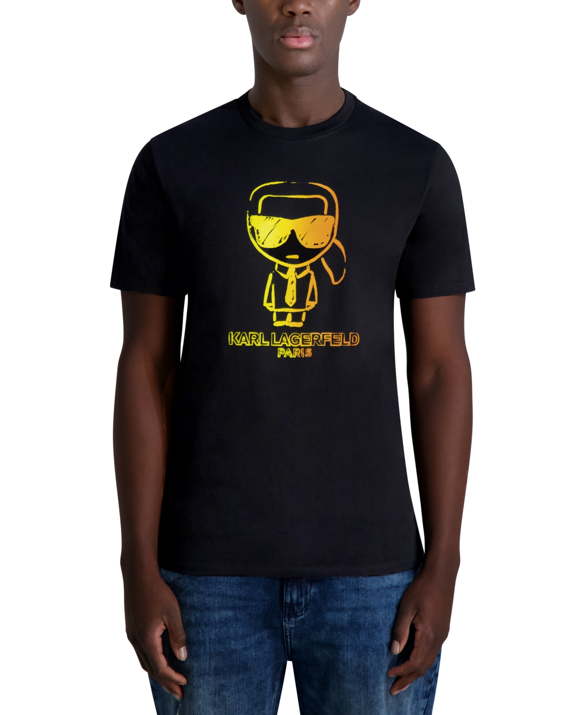 Karl Lagerfeld Men's Outline Character Logo Graphic T-shirt