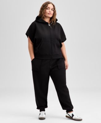 Now This Trendy Plus Size Cap Sleeve Scuba Knit Hoodie Jogger Pants Exclusively At Macys