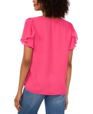 Women's V-neck Tulip Sleeve Blouse