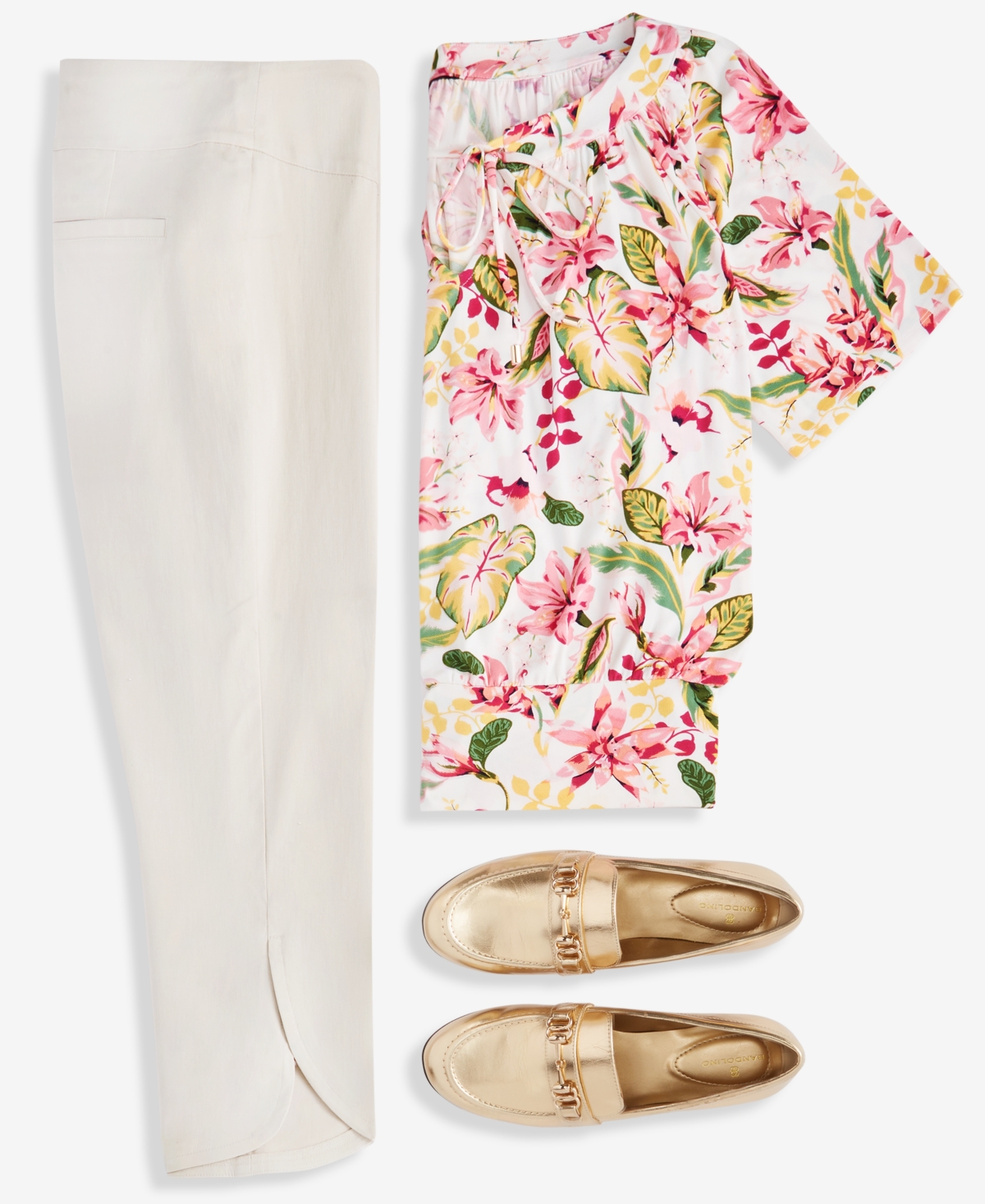 Jm Collection Womens Printed Short Sleeve Top Tulip Hem Capri Pants Exclusively At Macys In Multi