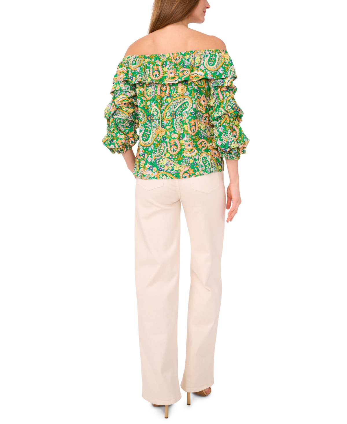VINCE CAMUTO WOMEN'S BUBBLE-SLEEVE OFF-THE-SHOULDER TOP 