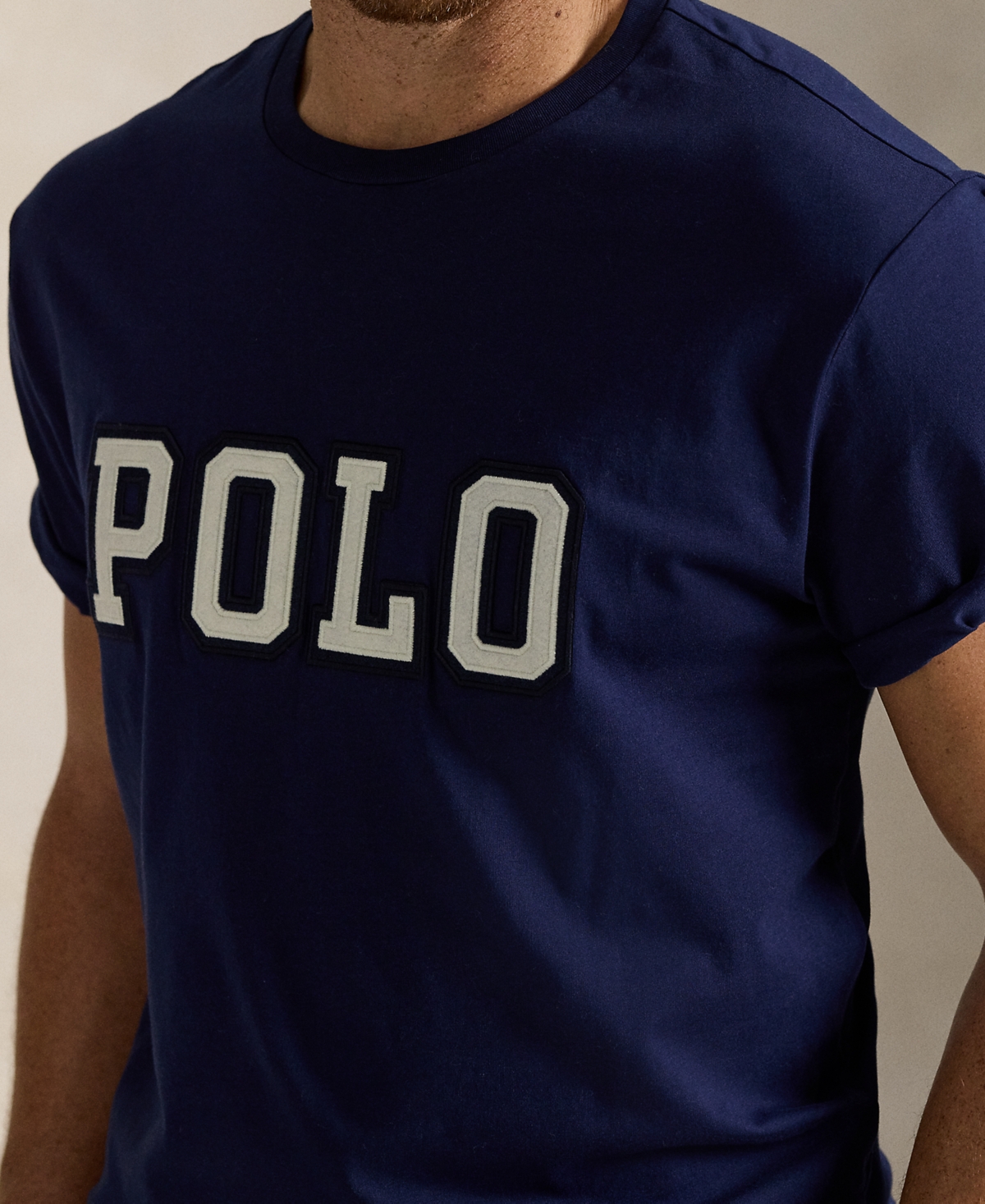 Polo Ralph Lauren Blue Crewneck T-shirt With Logo Lettering On The Fornt And Pony Embroidery On The Front