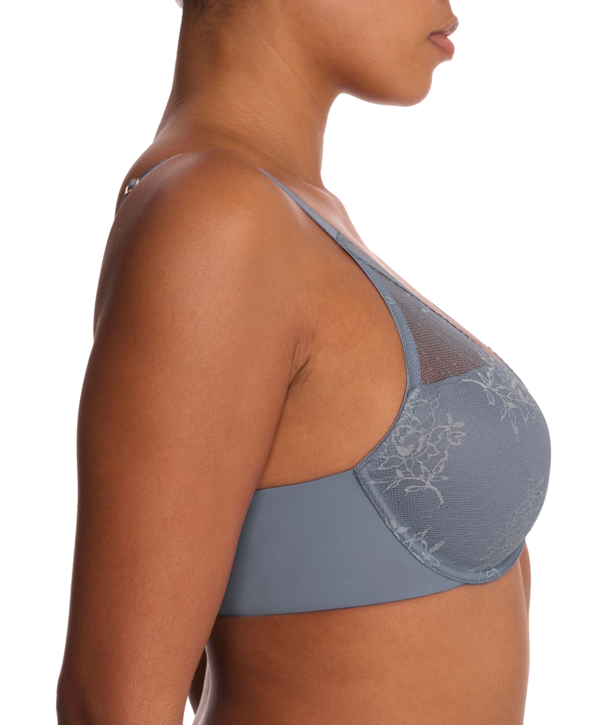 Natori Love Lace Back Smoothing Plunge T-shirt Bra In Blue