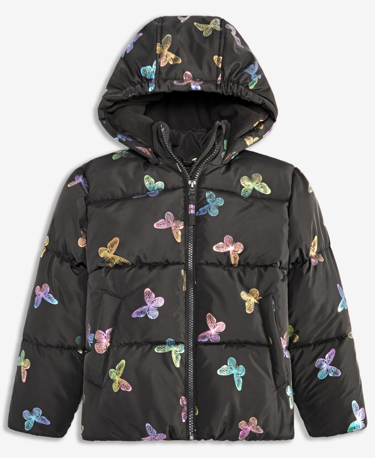 S Rothschild & Co Toddler And Little Girls Foil Bubble Jacket In Black