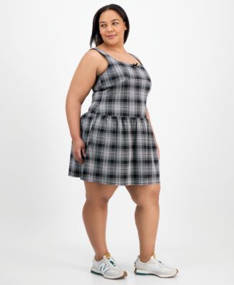 Trendy Plus Size Plaid Drop-Waist Dress