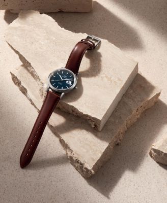 Men's Automatic Brown Leather Watch, 40mm