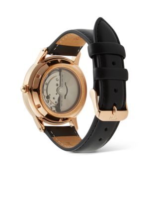 Men's Automatic Black Leather Watch, 40mm